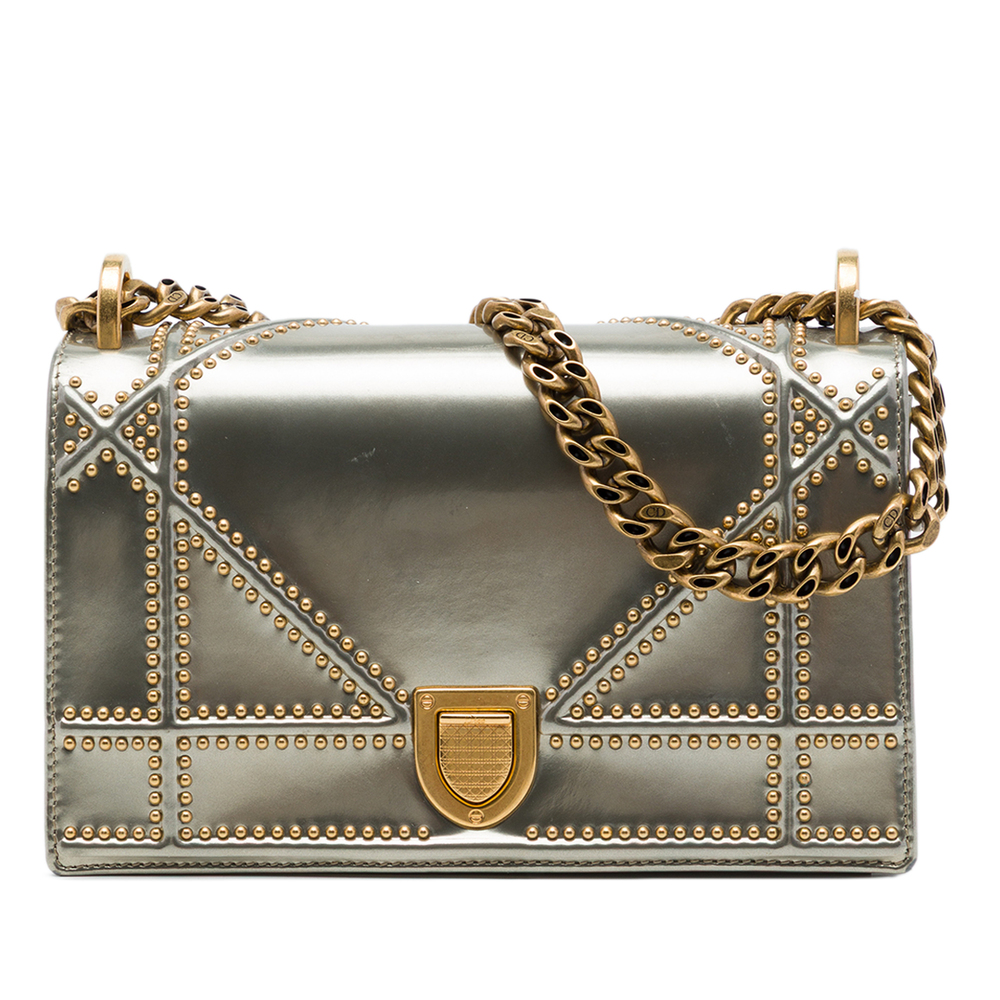 Pre-Loved Dior Small Studded Patent Diorama Flap